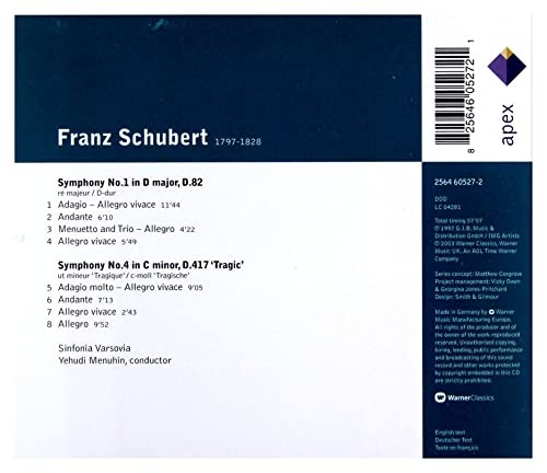 Schubert symphonies nos - 1, &
