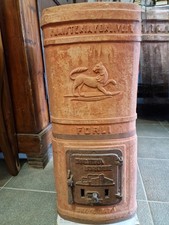Stufa antica in terracotta e ghisa Fumisteria Forlivese di Forlì anni '30 - '40