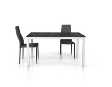 TAVOLO ALLUNGABILE SOGGIORNO PIANO LEGNO FINITURA MARMO BASE METALLO SALA PRANZO