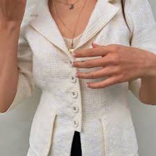 Chanel 07p ecru tweed - tweed, logo