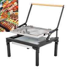 Barbecue Portatile Griglia a Carbone Rotante 360° per Campeggio Esterno Pieghevole USA
