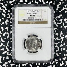 1927-R Italy 5 Lire NGC MS65