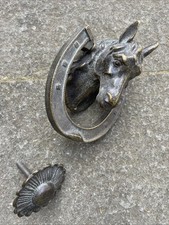 Battiporta battente batacchio in ottone anticato cavallo ferro per portone porta