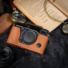 Custodia mezza fotocamera in vera pelle retrò per Fujifilm X-Pro1 marrone