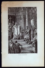 XILOGRAFIA 1891 SANT' AMBROGIO E TEODOSIO - LES CHRETIENS ILLUSTRES J. B. MARTY