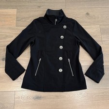 Giacca PRANA nera Martina full zip bottoni foderata in pile impermeabile taglia M