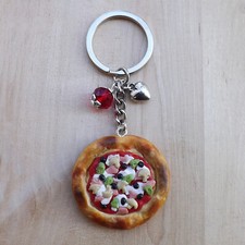 Portachiavi Pizza capricciosa in fimo creata a mano idea regalo