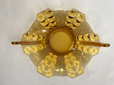 ANTICO VASSOIO VETRO ART DECO COLOR AMBRA CM 38X28 CENTROTAVOLA