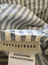 Copripiumino completo Pottery Barn blu bianco righe lino cotone casale costiero
