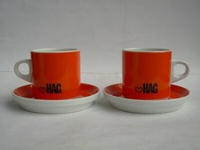 2 Tazze Tazzine Caffè Cappuccino Hag Advertising Italian Coffee Mugs Vintage 70s