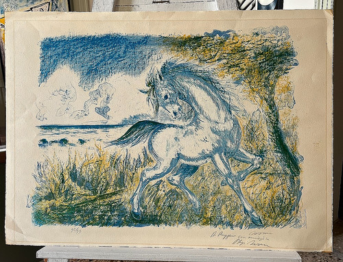 Aligi sassu litografia cavallo - aligi,
