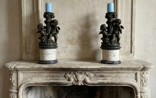Coppia candelieri con putti - coppia,