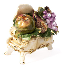 Soprammobile statuina Pianoforte con frutti in porcellana Capodimonte Swarovski