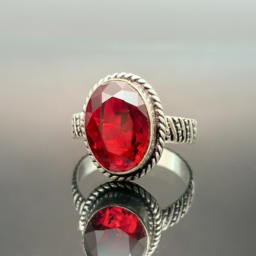 Anello granato rosso - , naturale