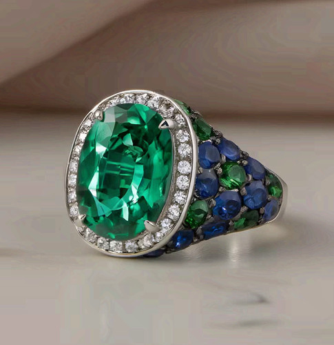 Anello cocktail ovale verde - anello,