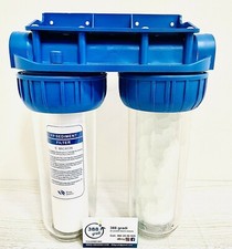 CONTENITORE DOPPIO  FILTRO  X ACQUA Sedimenti E Anticalcare 10" Ø 3/4 Calcare