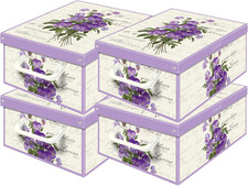 Set 4 Scatole Armadio Portaoggetti Con Coperchio Al Profumo Di Violetta – Organi