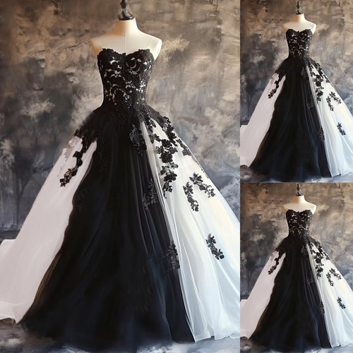 Gothic black white lace - black,