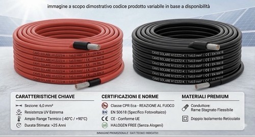Cavo solare 6mm - rosso, nero