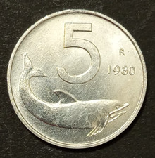 5 LIRE DELFINO 1970 1971 1972
