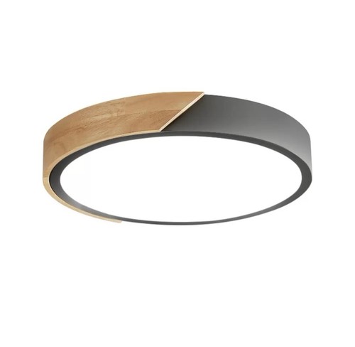 Plafoniera led wood 24w grigia - led,