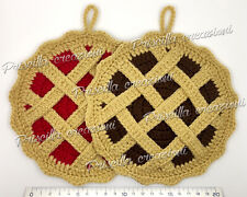 Coppia di presine all'uncinetto a forma di crostata