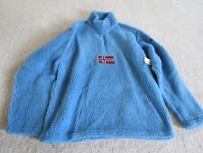 Giacca pullover pile blu Napapijri Geographic donna nuova con etichetta taglia small sherpa