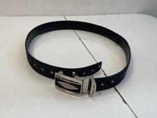 Cintura Uomo In Vera Pelle Di Razza Con Fibbia In Metallo Automatica 118 Cm Nera