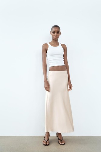 Zara gonna midi raso - zara, vita