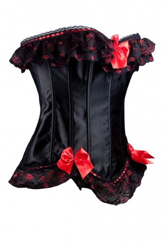 Corsetto raso nero - , fiocchi