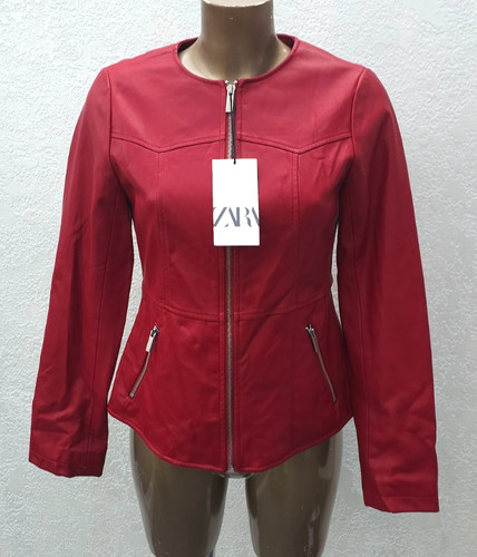 Zara giacca donna pelle rossa - zara,