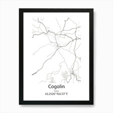 Cogolin,France Minimalist Map