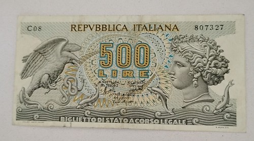 1966 italy 500 lire - italy, note
