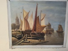 Quadro paesaggio velieri pesca