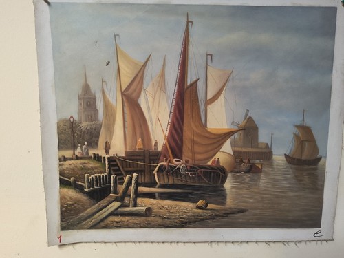 Quadro paesaggio velieri pesca
