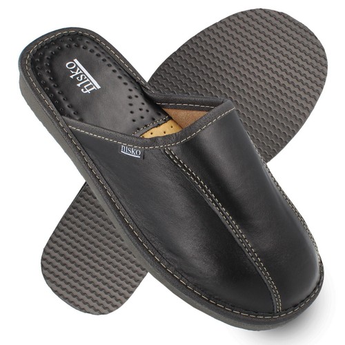 Pantofole uomo pelle nera - , fino