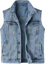 Gilet Smanicato in Jeans Uomo