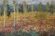 Flowering alpine forest Michele Cascella Opera Unica Olio su Tela con Cornice