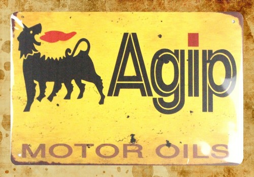 Insegna metallo latta agip - metallo,