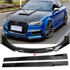 Per AUDI A3 S3 8V 2017-20 Splitter Spoiler Anteriore Paraurti +Minigonne latera