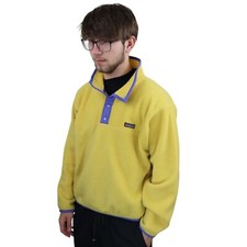 Pullover in pile vintage anni 80 Patagonia Synchilla Snap-T uomo M giallo viola giacca