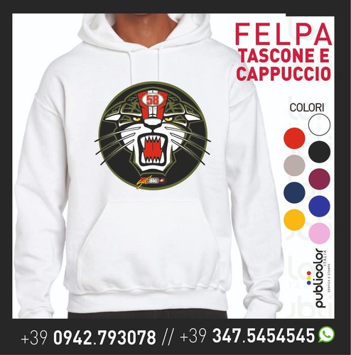 Felpa cappuccio tascone stampa - cappuccio,