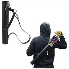 Faretra Tradizionale in Pelle Nera Vera Fatto a Mano per Frecce da Caccia Tiro A