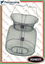 Cesto portapesci ovale standup 40cm in metallo con coperchio a molla e manico