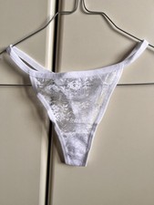 Mutandine Tanga Perizoma Donna Intimo Pizzo Bianco M Sexy Femminile Lingerie New