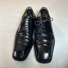 Scarpe eleganti stringate LIDFORT uomo pelle nera punta quadrata Made in Italy taglia 8