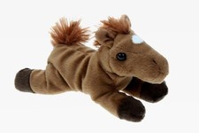 Cavallo Di Peluche Morbido Lungo 19 Cm Sdraiato Marrone
