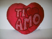 SV 44-CUSCINO cuore in peluche con brillantini TI AMO Amore S.Valentino 30 x36
