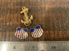 ORIGINAL WWII US MERCHANT MARINE USMM PIN BADGE TRIO