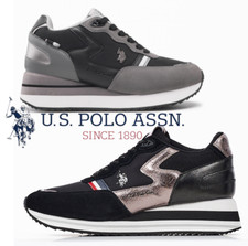 Sportive scarpe sneakers US POLO nero grigio zeppa 5cm donna Inverno SYLVI